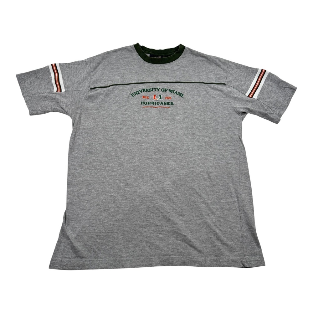 Miami Hurricanes Shirt Mens Large Gray NCAA Football T-Shirt NCC Gold Apparel